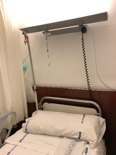 Picture of a hospital room equipped with a micro tracker