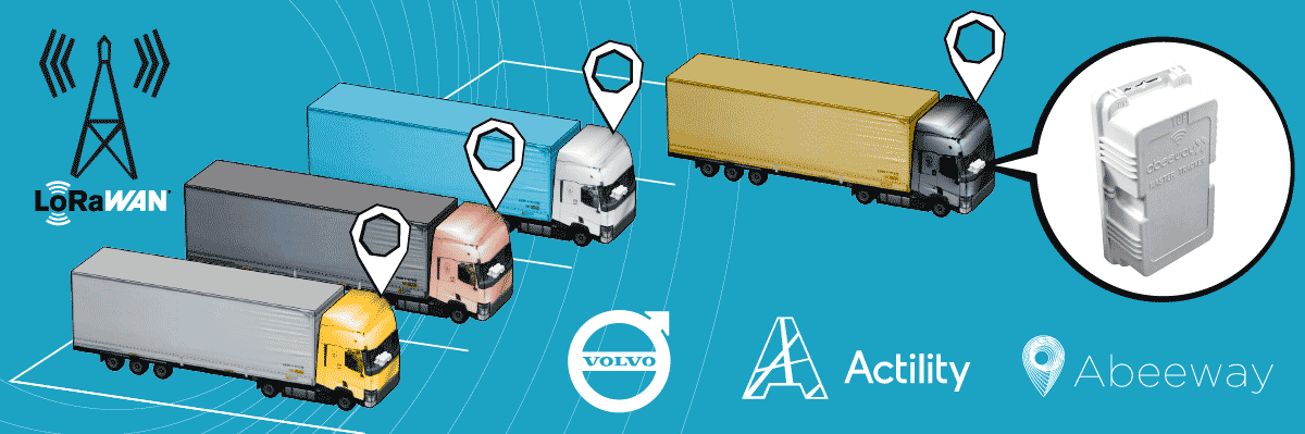 Image of volvo trucks and geolocation trackers